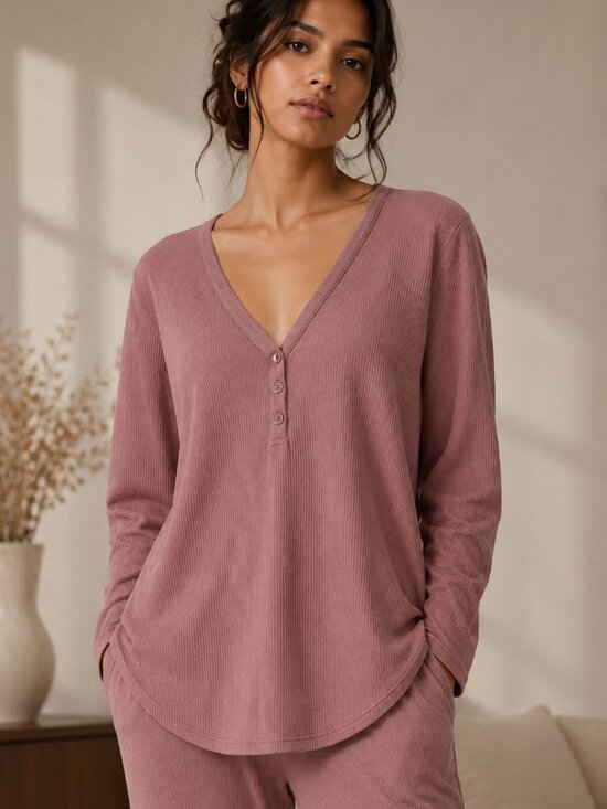 Athleta Other - Athleta Wind Down Waffle Knit Sleep Top Palermo Pink XL